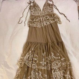 Revolve Tularosa Long Maxi Dress Floral & Ruffle Details